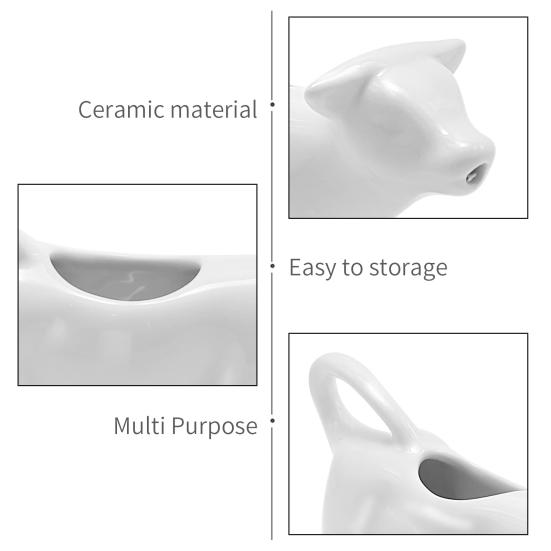 Ceramiczny dzbanek do mleka w kształcie krowy do kawy i herbaty, gorącej czekolady, uroczy wzór zwierzęcy, łatwy do czyszczenia, akcesorium do stołu kuchennego