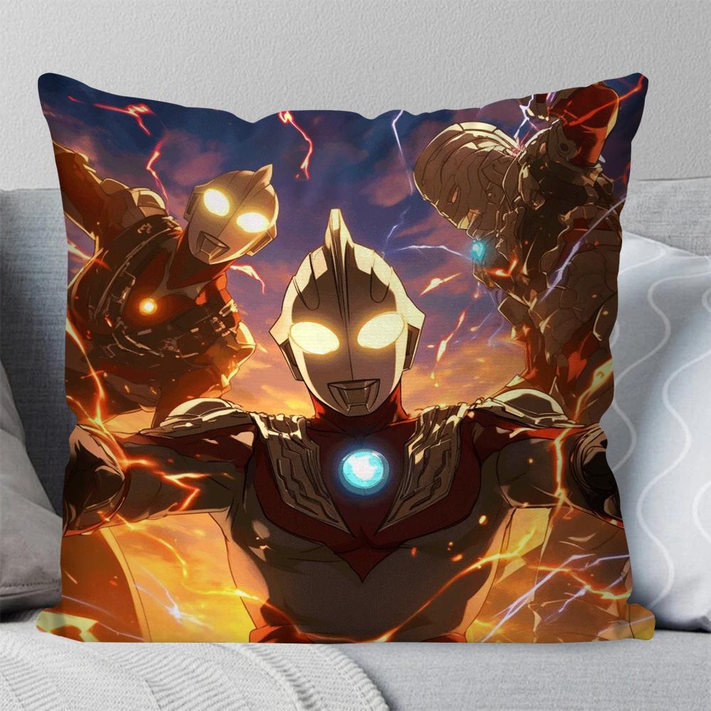 U-Ultraman Animated Hero Pillow Case Square Pillow Bedroom Sofa Leisure Comfort Cushion Car Living Room Home Decoration 40X40