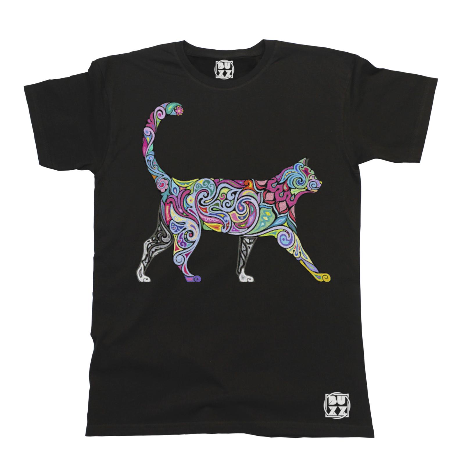CAT Pattern Art T-Shirt Mens Womens Tees Top Unisex Mens Ladies HIPSTER Clothing Trendy Gift L