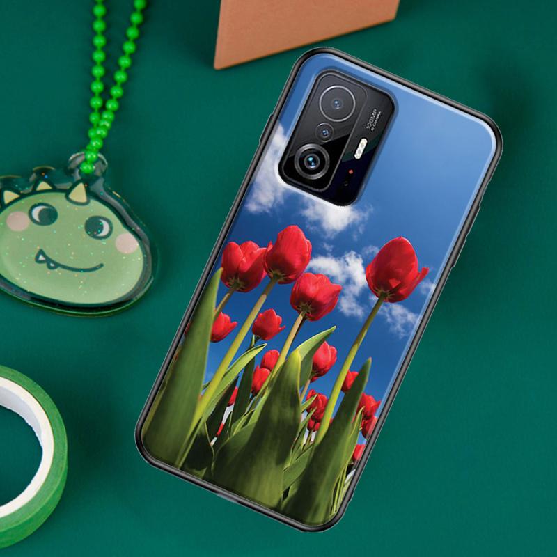 Pouzdro s tulipánovým květem pro POCO F5 X5 X3 Pro X4 F4 GT F3 M5s C40 Cover pro Xiaomi 13 12 Lite 11T 12T Pro 12X