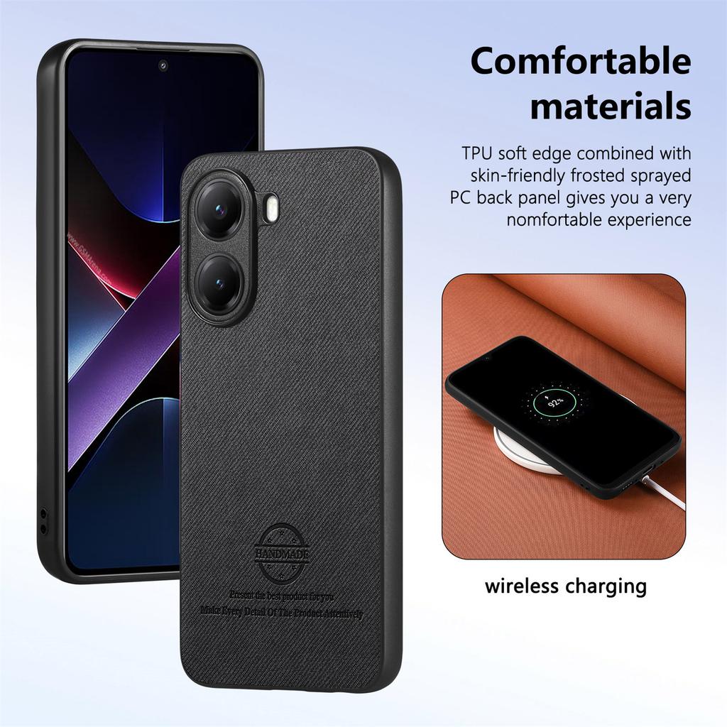 For Xiaomi Redmi Turbo 4 5G/Xiaomi Poco X7 Pro 5G Leather Phone Back Cover with Cloth Texture
