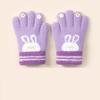 5 Colors Winter Kindergarden Kids Five-Finger Cartoon Knitted Gloves Girls Warm Thickened Plush Gloves Cute Bunny Gloves 3-5Y