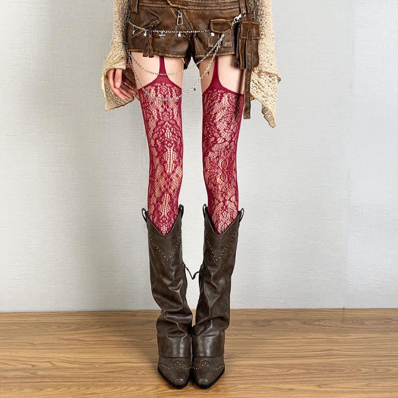 Spicy Y2K Cutout Lace Fishnet Stockings - Spring/Summer