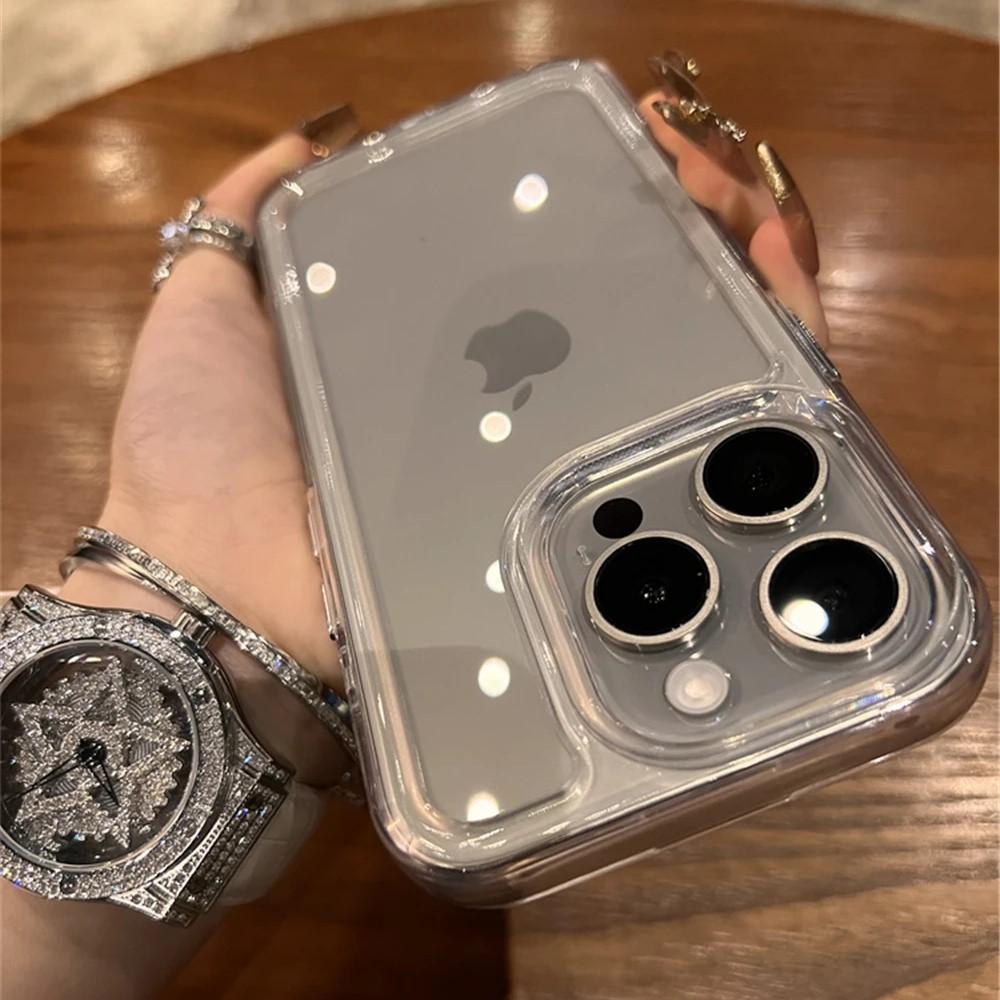 Průhledný nárazuvzdorný tvrdý akrylový kryt pro iPhone 16 15 14 13 12 11 Pro XS Max X XR 7 8 Plus Měkký silikonový nárazník Průhledná Capa