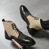 Winter Designer New Men Pointed Mix Colors Patchwork Brogues Ankle Boots Male Casual Luxury Brand High-top Shoes Zapatos Hombre