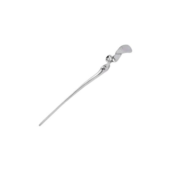 Bâtonnet à Cheveux Kanzashi, à une Dent, Simple Accessoire de Cheveux, Yukata, Argent, Laiton, Plaqué Or, Motif Fleur de Cerisier, Boule en Verre Pendante