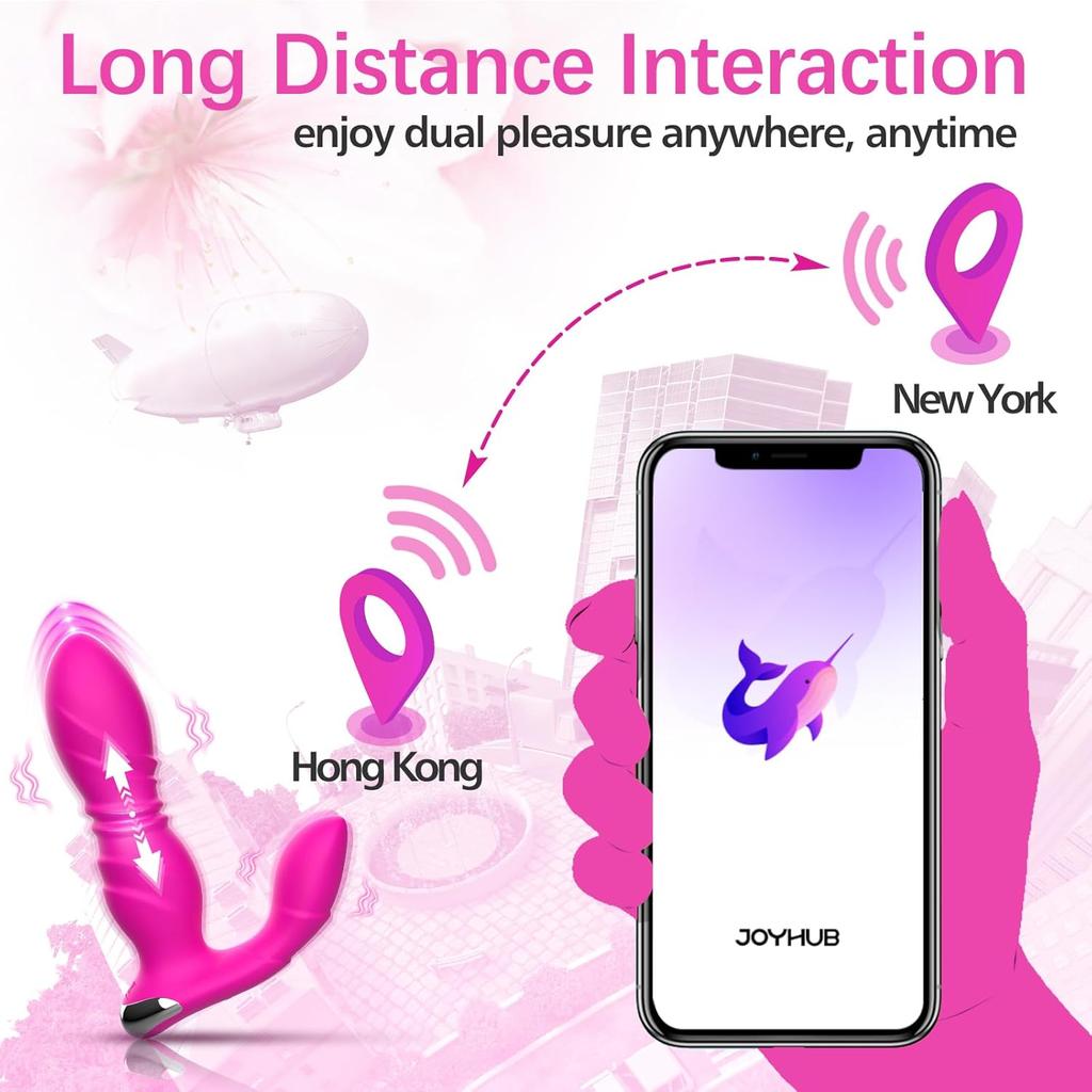 Wearable Thrusting Dildo for Women - App & Remote Control Vibrator, 9 Modes Double-Ended Clitoral Vibration Adult Toy