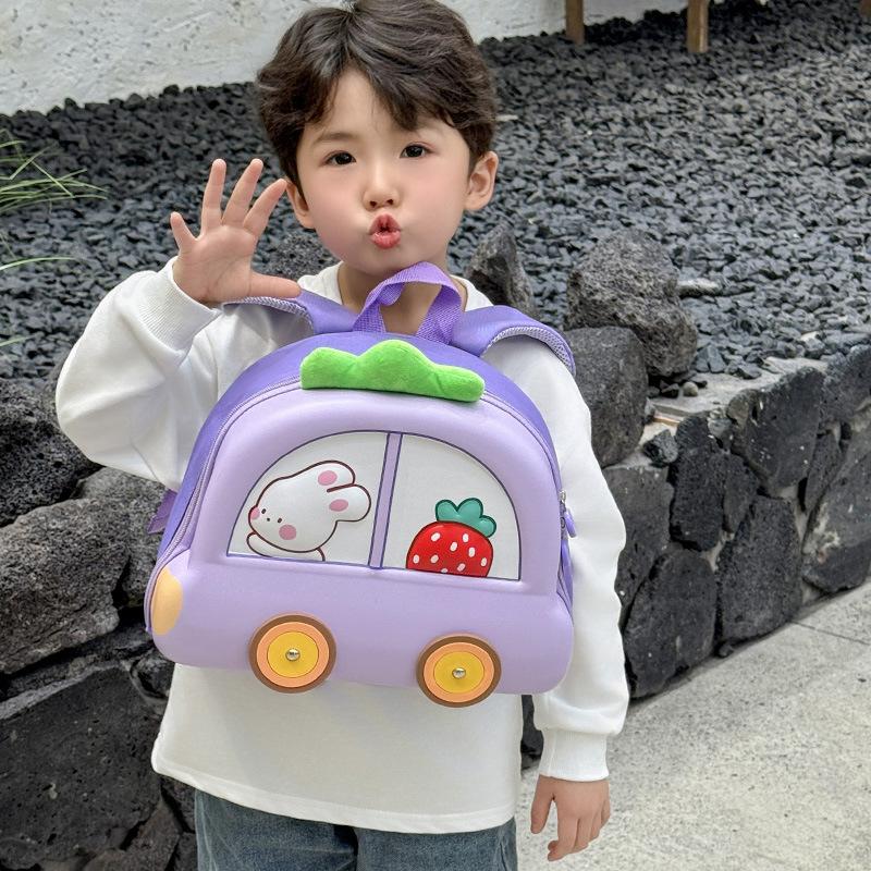 Schoolbag New Car Kindergarten Baby School Bag Children 1-1 Years Old Leisure Burden Reduction Lightweight Shoulder Leisure Bag