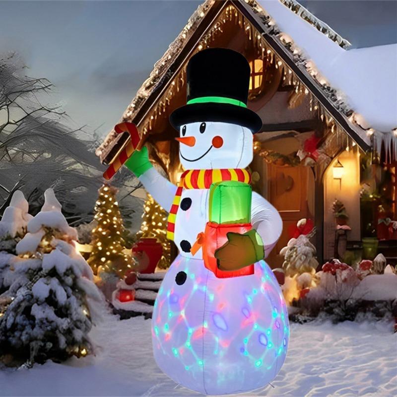 Inflatable Toy Cane Gift Snowman Christmas Inflatable Model Luminous Inflatable Model Christmas Atmosphere Decoration Model