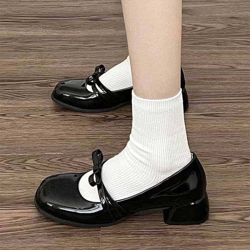 Good Quality Mary Jane Spring and Autumn New Jk Small Leather Shoes Bow Sweet High Heel Single Shoes