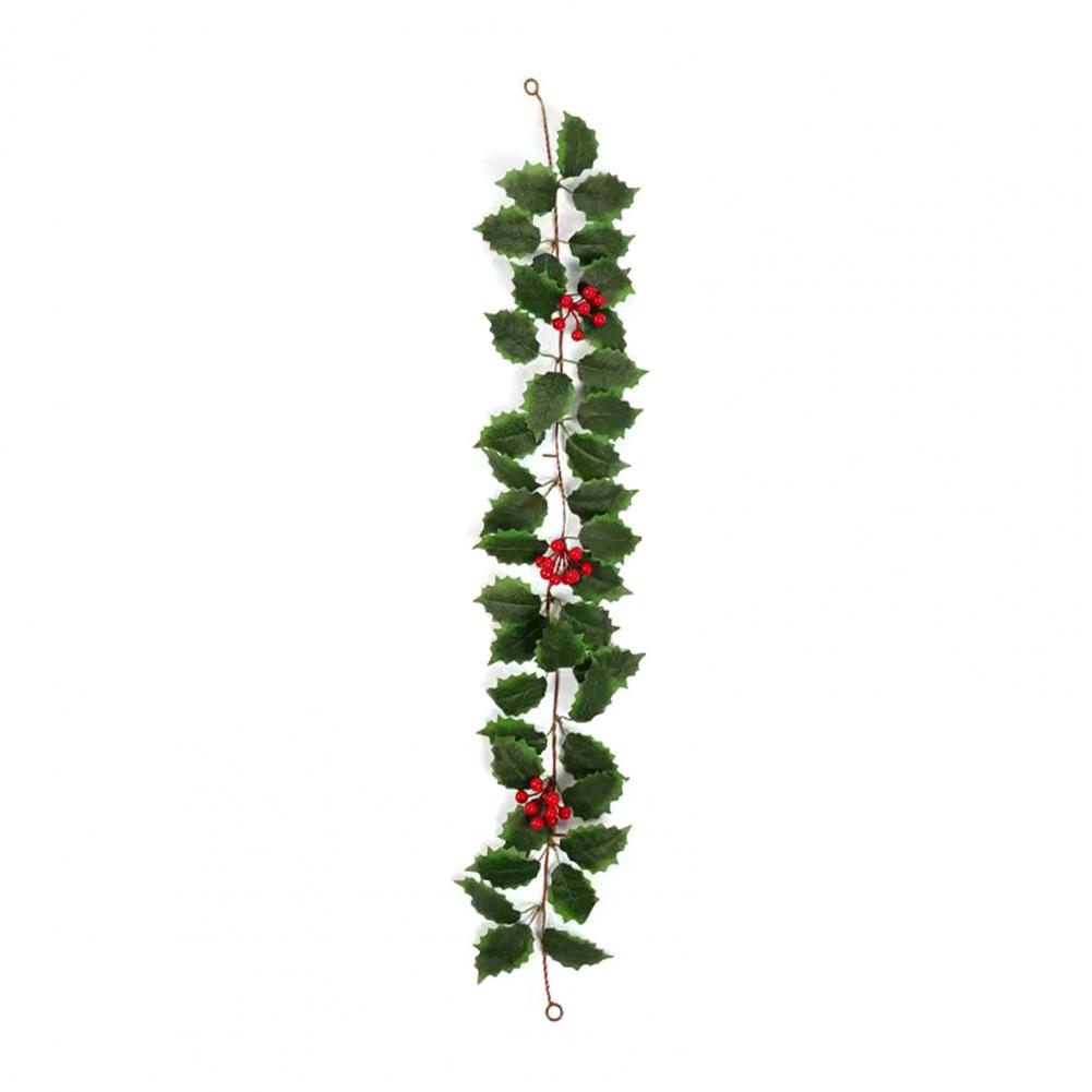 3.2FT Red Berry Christmas Garland with Green Leaves Artificial Christmas Garland Fireplace Table Centerpiece Holiday Decor