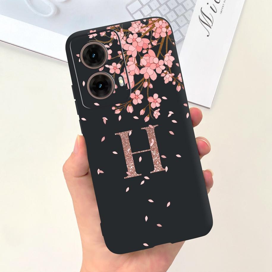 For Motorola Moto G85 Case 2024 New Luxury Initial Letters Soft Silicone Protective Cover For Moto G85 5G G 85 Shockproof Bumper