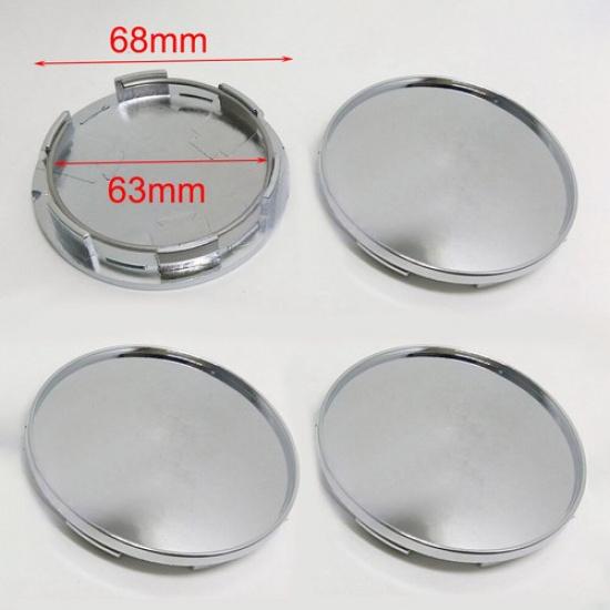 4X Car Wheel Center Hub Silver 68mm Caps Set No Logo Chrome Covers Accessories