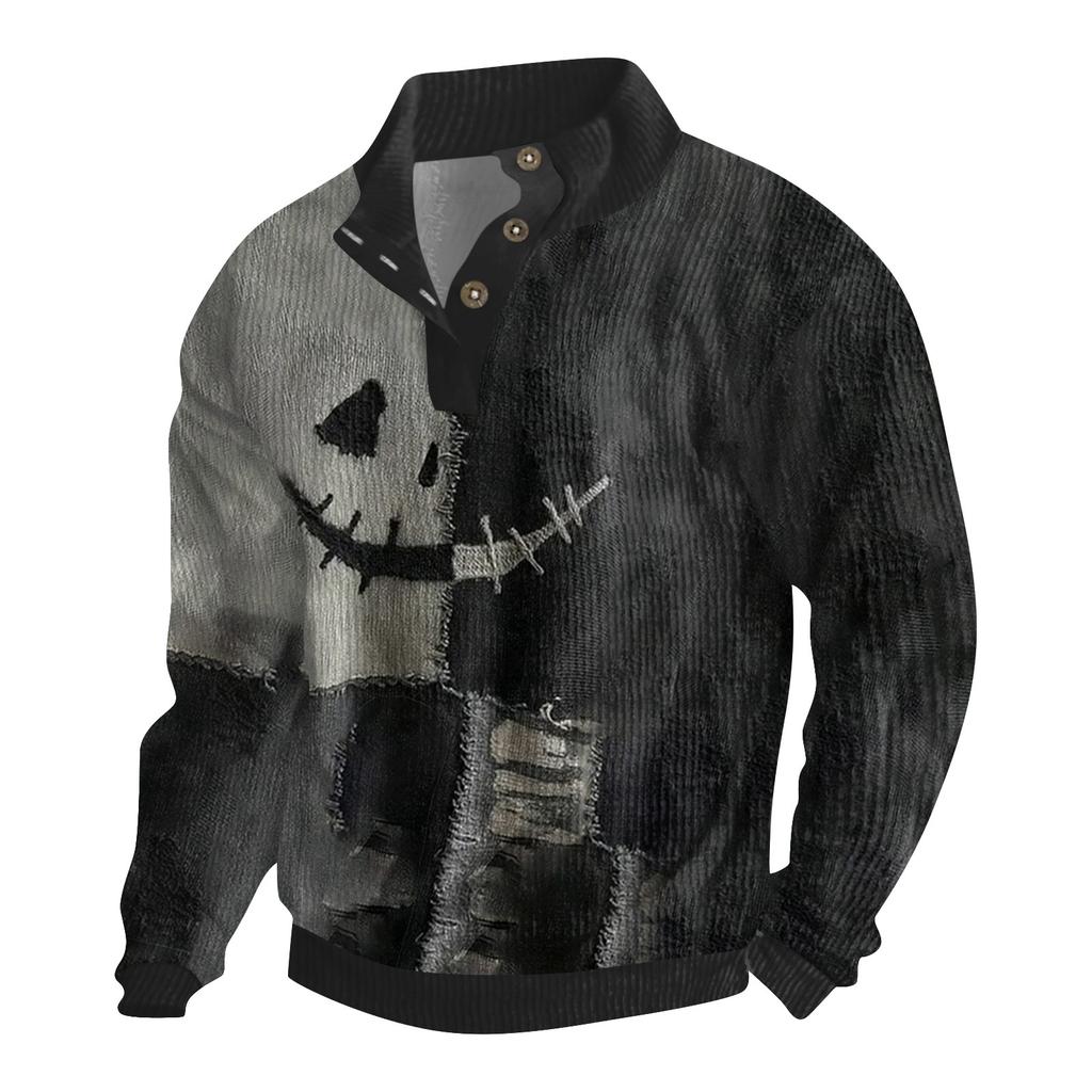 Men's Halloween Printed Corduroy Button Shirt