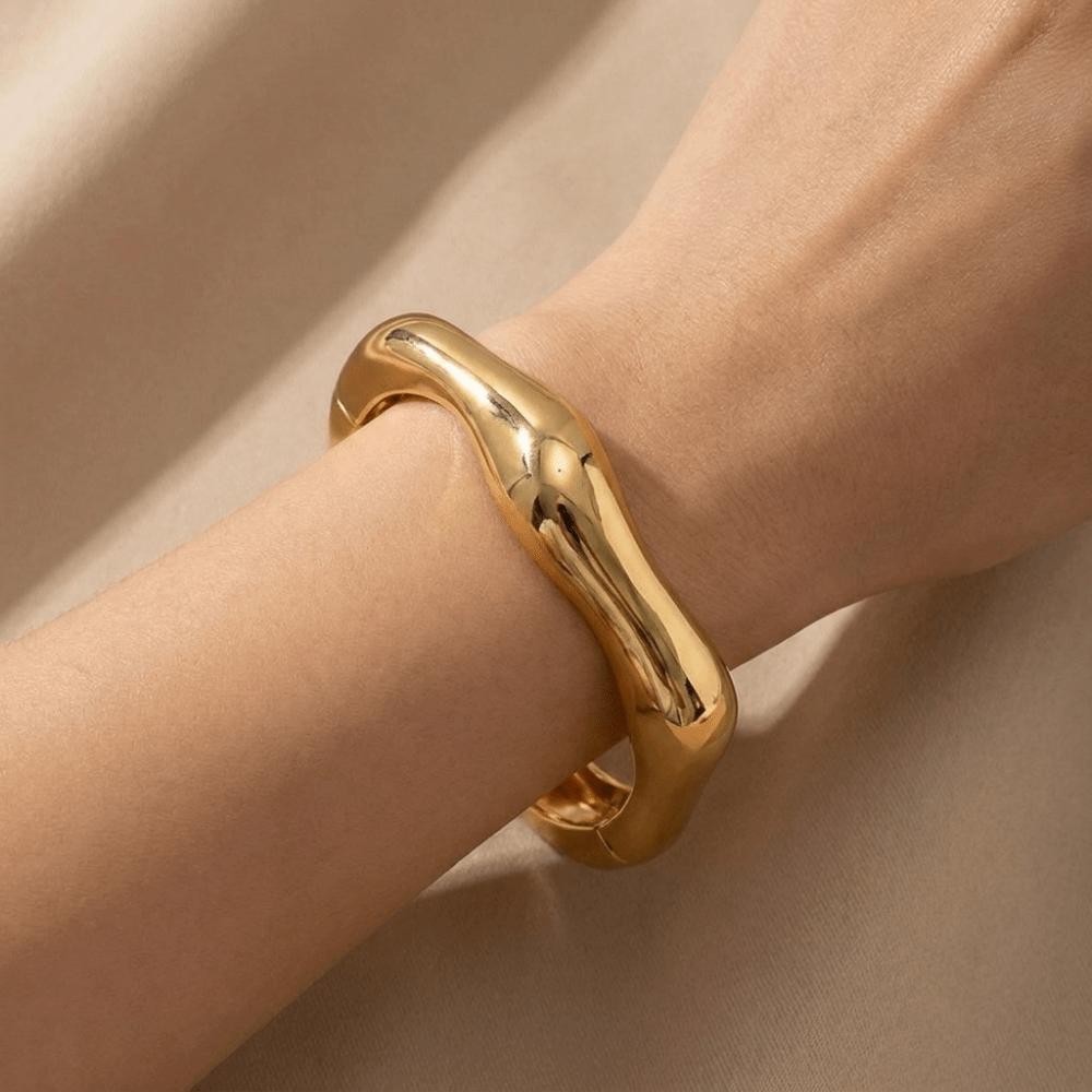 Zinc Zinc Zinc Alloy Metal Bracelet Geometry Wide Side Bangle Retro Open Bangle Gift