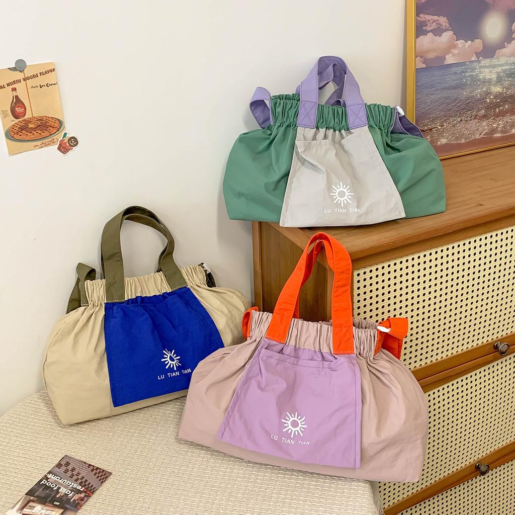 Simple Pattern Letter Contrasting Color Children Shoulder Bag For Daily Use