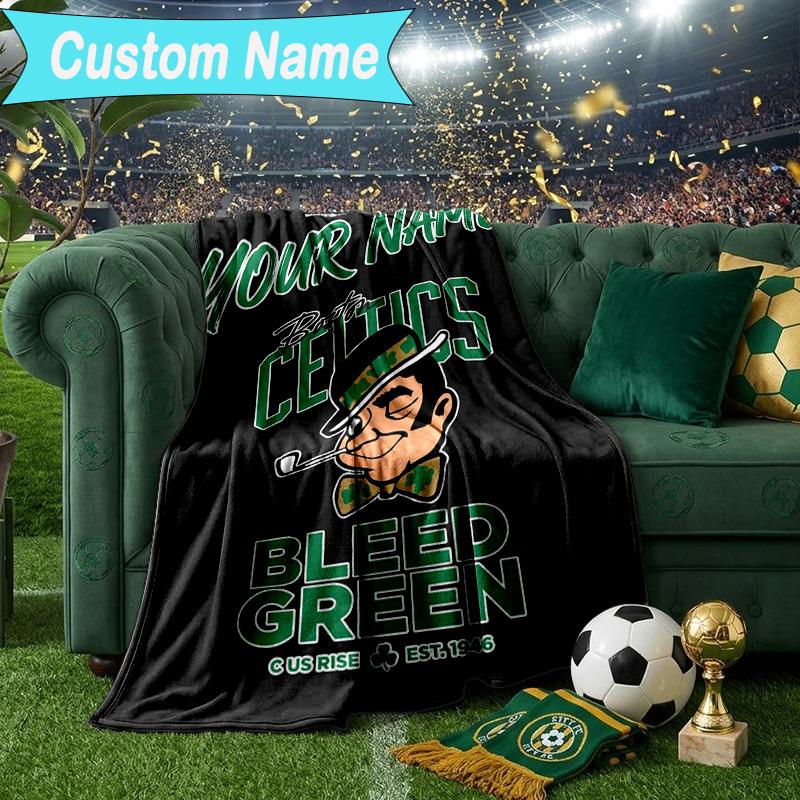 Custom Name Blanket Boston-Celtics Logo Blanket Bedding Blanket for Travel, Camping, Living Rooms, Offices, Sofas, Fan Christmas Gift