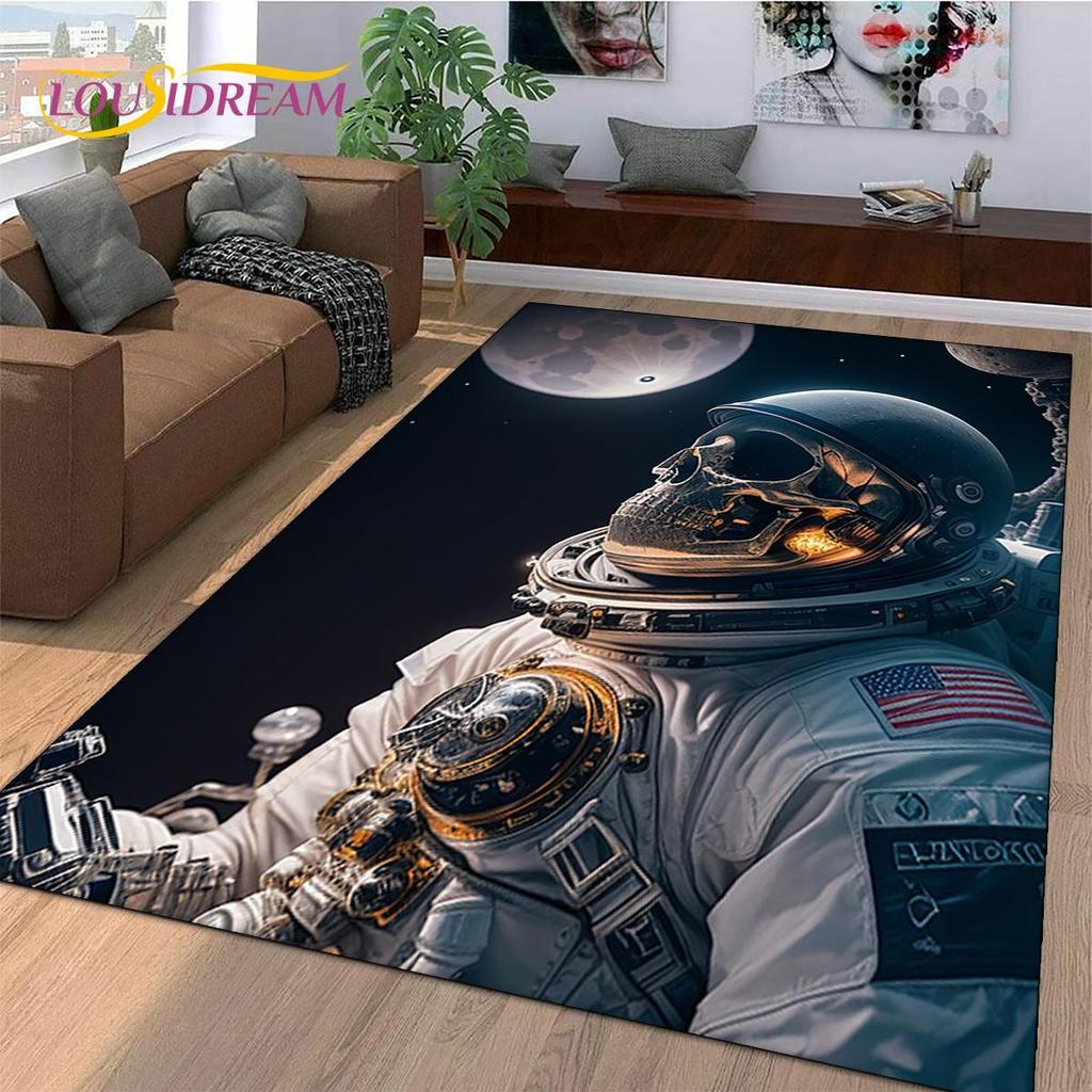 Astronaut Traum Universum Raumfahrer 3D Weltraum Cartoon Teppich für Wohnzimmer Schlafzimmer Dekoration, Rutschfest für Sofa Fußmatte Kinder