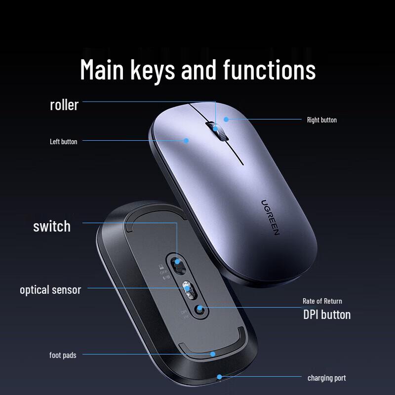 UGREEN M726 Star-flash & Bluetooth Silent Wireless Mouse