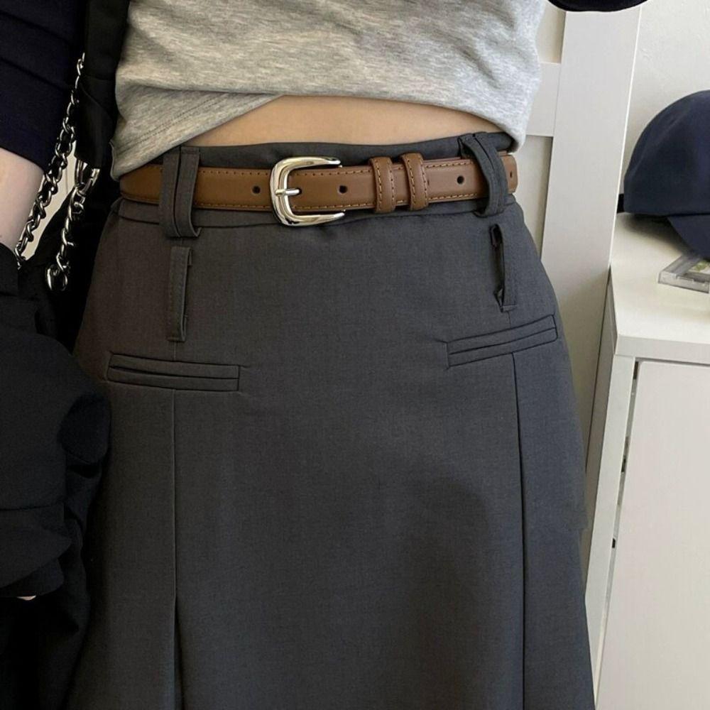 Fashion Pin Buckle Thin Belt Versatile Waist Belt Retro Trendy Waistband