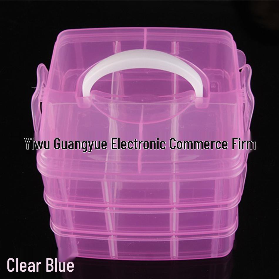 Compact Multi-Layer Transparent Storage Box for Jewelry & Tools 15x15x13cm прозрачный розовый