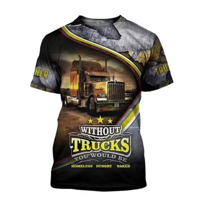 Tricou Bărbați Casual cu Mânecă Scurtă, Imprimare Digitală 3D cu Grafică Ultimul Model de Camion