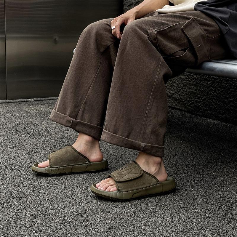 2025 Niche Thick-soled Heightened Outer Wear Casual Versatile Sandals Lazy Retro One-word Beach Shoes 371293-J