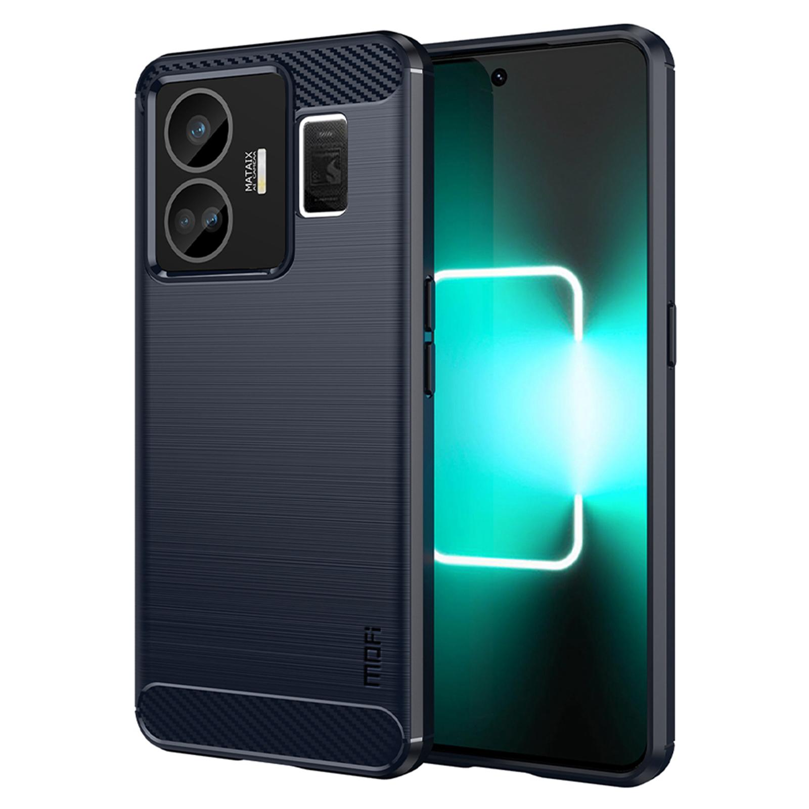 

MOFI JK TPU Series-1 Back Cover for Realme GT3 5G/GT Neo 5 5G Carbon Fiber Brushed TPU Phone Shell Blue