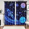 2Pcs Art Deco Space Theme Light-Filtering Curtains, Polyester Rod Pocket Window Drapes, Machine Washable, Fade Resistant, Decora
