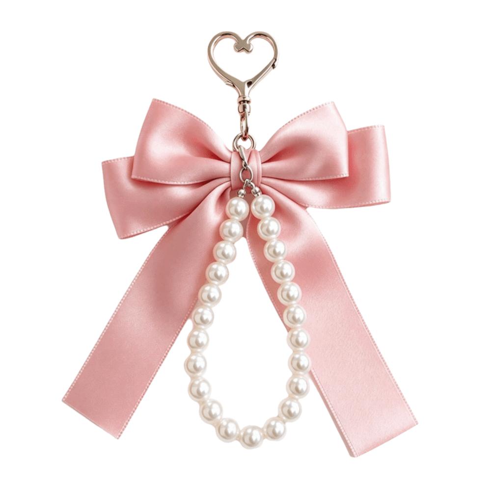 Simulation Pearl Bow Knot Keychain Key Ring Bag Charm Keychain Girly Decorative Keychain Gift Use