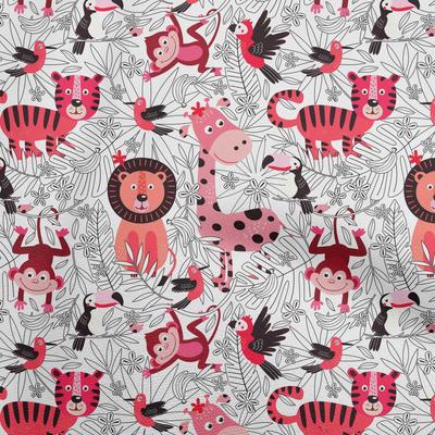 Cotton Flex Dark Peach Fabric Cute Animal Dress Material Fabric Print Fabric By The Yard 40 Inch