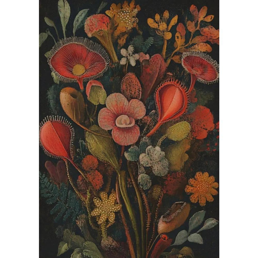 Surreal Skull Flower Gothic Posters Botanical Floral Eyeball Rose Vampire Prints Canvas Painting Wall Pictures Home Room Decor