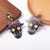 Halloween Acrylic Skull Drop Dangle Earrings Pair, Statement Jewelry for Party Outfits, Costume Wear and Seasonal Styling