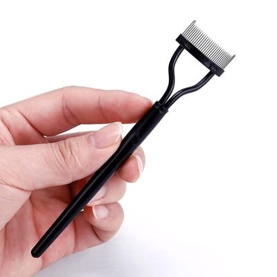 Portable Curved Eyelash Comb Ergonomic Steel Teeth Lashes Separator Tool Women Girls Eyelash Definer Travel Mascara Applicator Brush