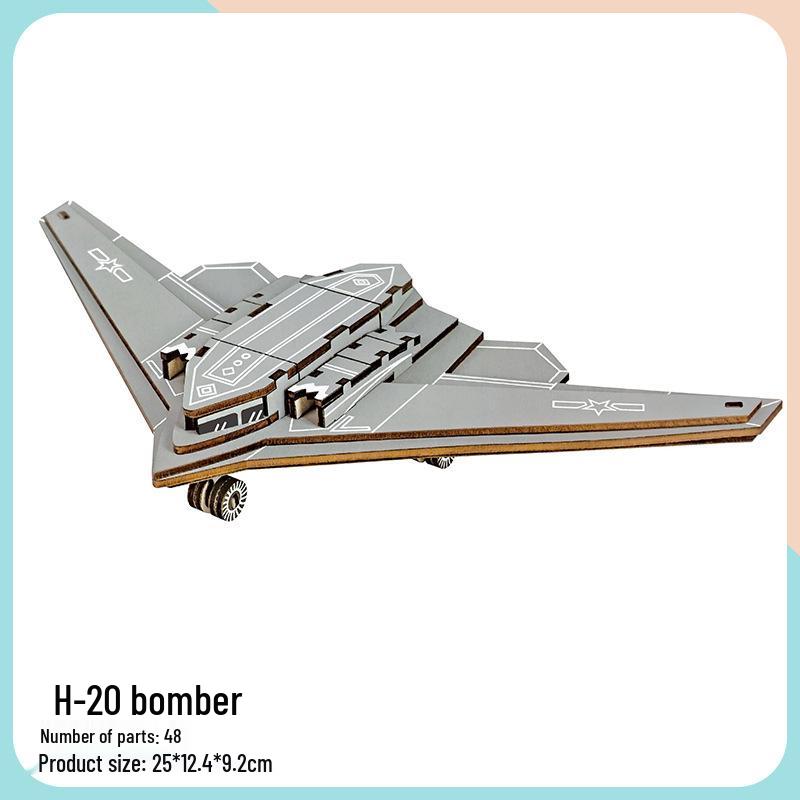 Children's Handmade Wooden Airliner Model 3D Puzzle Educational Toy