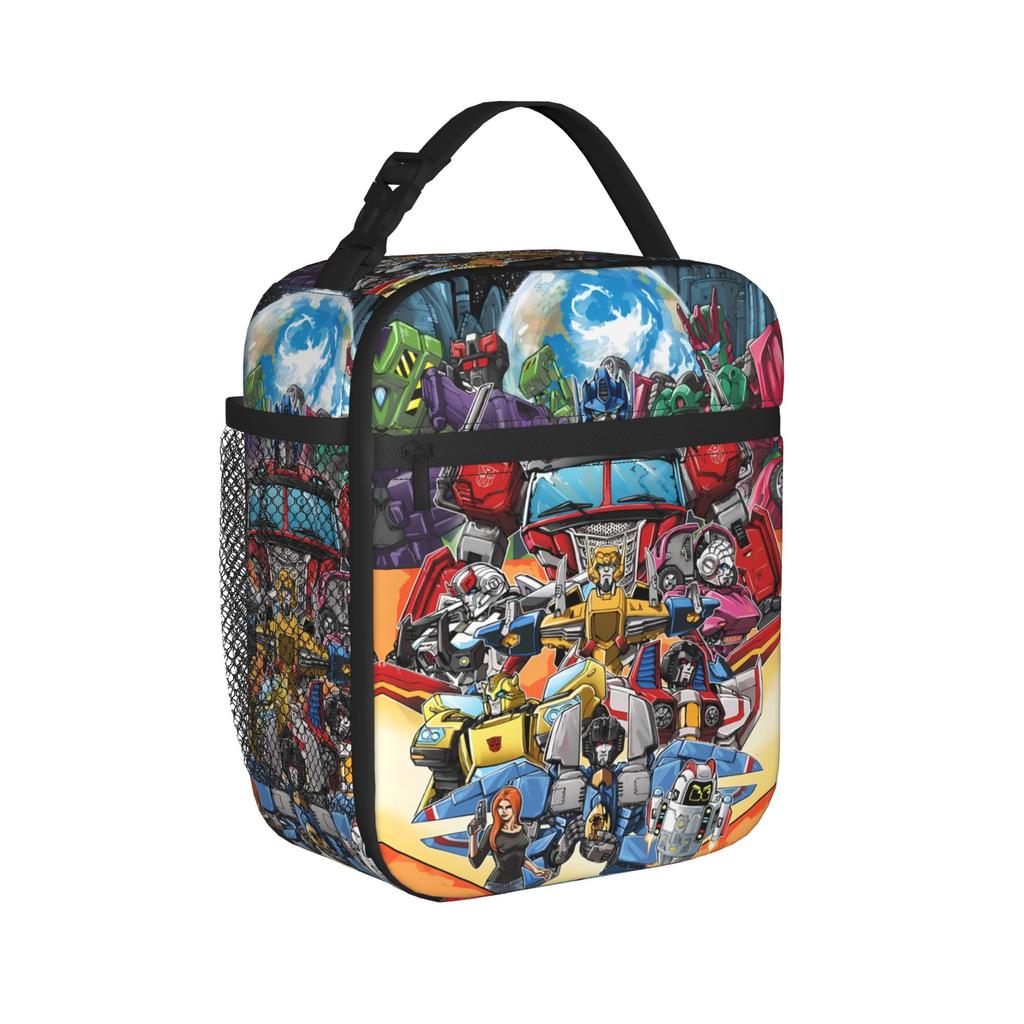 Lunch Bag Transformered Cartoon School Lunch Box For Child  Fun Portable Zipper Print Tote Food Bags