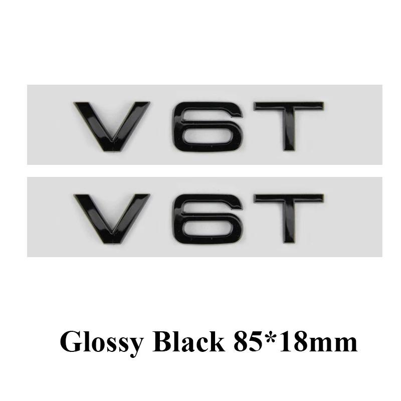 2pcs Car Styling ABS V6T V8T V10 Letter Emblem Tail Trunk Fender Side Badge Sticker For Q1 A4 A3 A5 A6 Q3 Q5 Q7 S6 Accessories