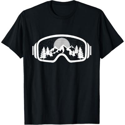 Ski Snowboard Shirt Brille Skifahren Schneeberg Winter Geschenk T-Shirt