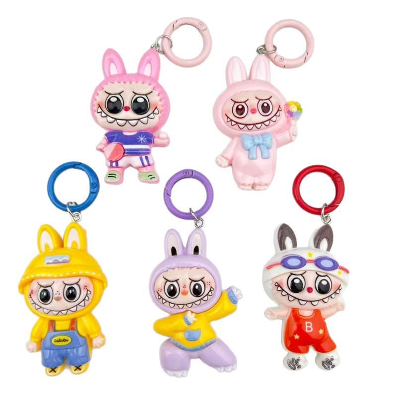 Adorable Large Labubu Cartoon Keychain Pendant for Girls' Bags & Backpacks