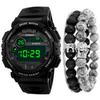 3-Piece Men's LED Silicone Watch & Bracelet Set