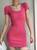 Sweet Spice Girl Slim Short Dress Women's Summer Pure Desire Wind Thread Waist Tights Short Skirt U-Neck Hip Wrap Skirt
