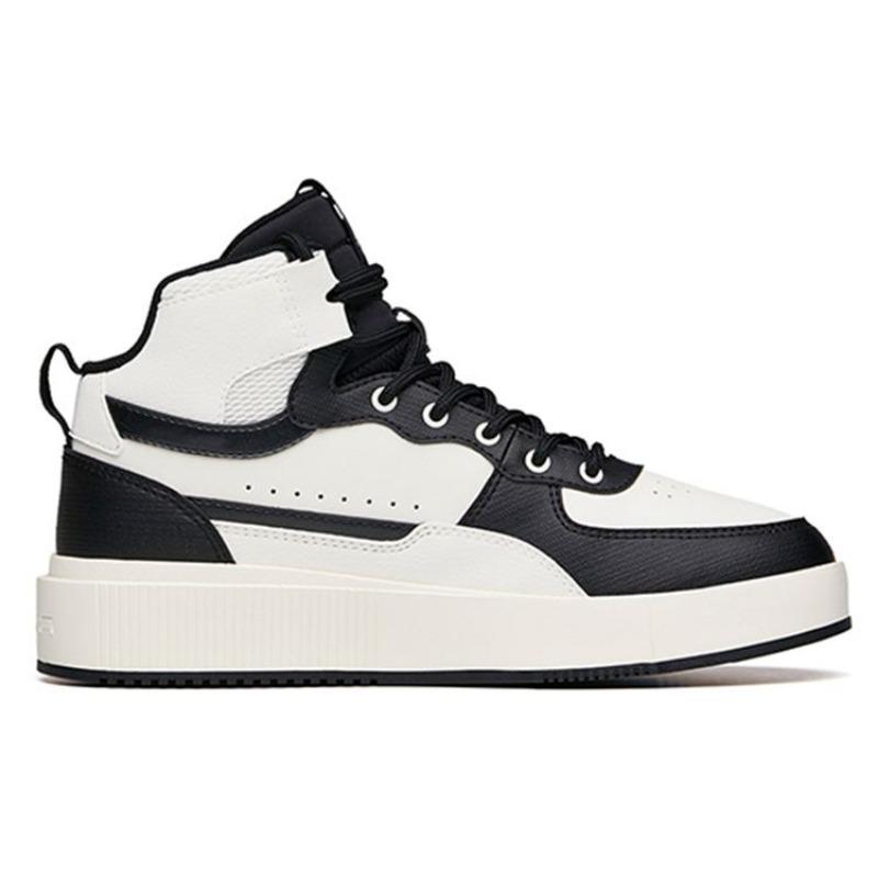 Anta Life Series Women Wear-resistant High-top Skate Shoes White Black 922138011-6