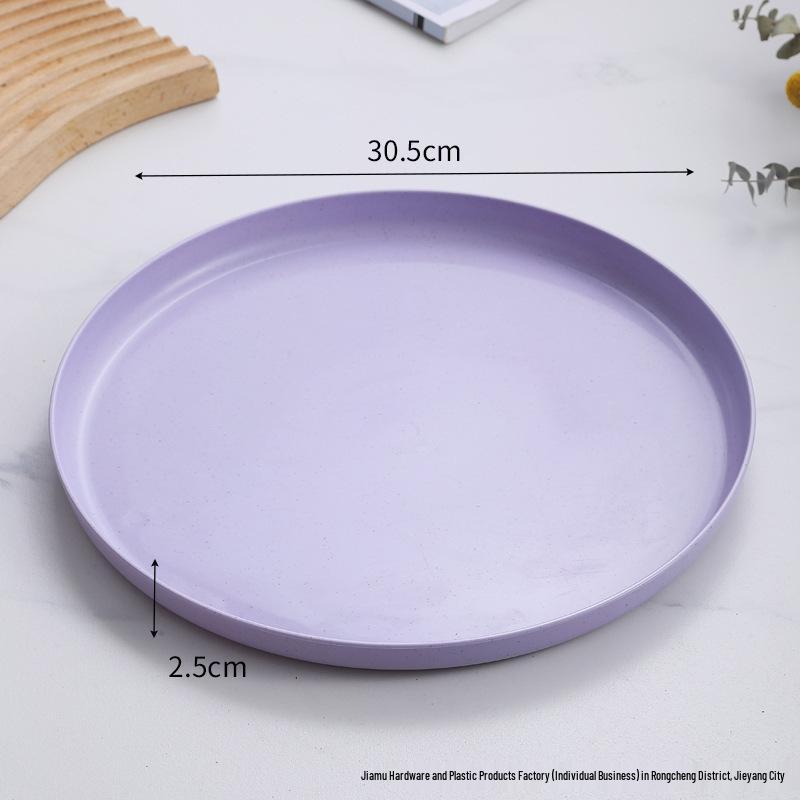Nordic Style Wheat Straw Round Tray - Large Capacity Fruit & Snack Display Plate Large Round Tray (30.5cm)