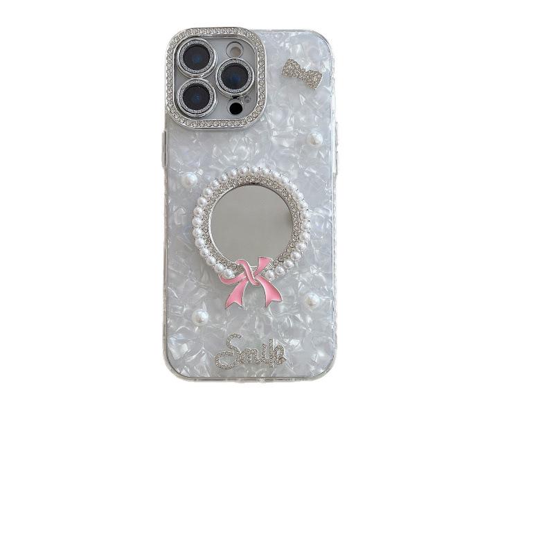 Pearl Bowtie Butterfly Mirror Case for iPhone 17 Pro Max 15/16
