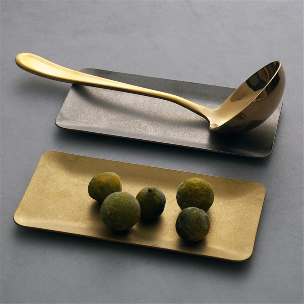 Vintage Metal Small Plate, Gold and Silver Creative, 304 Stainless Steel, Towel Tray, Storage Tray, Dish, Japanese