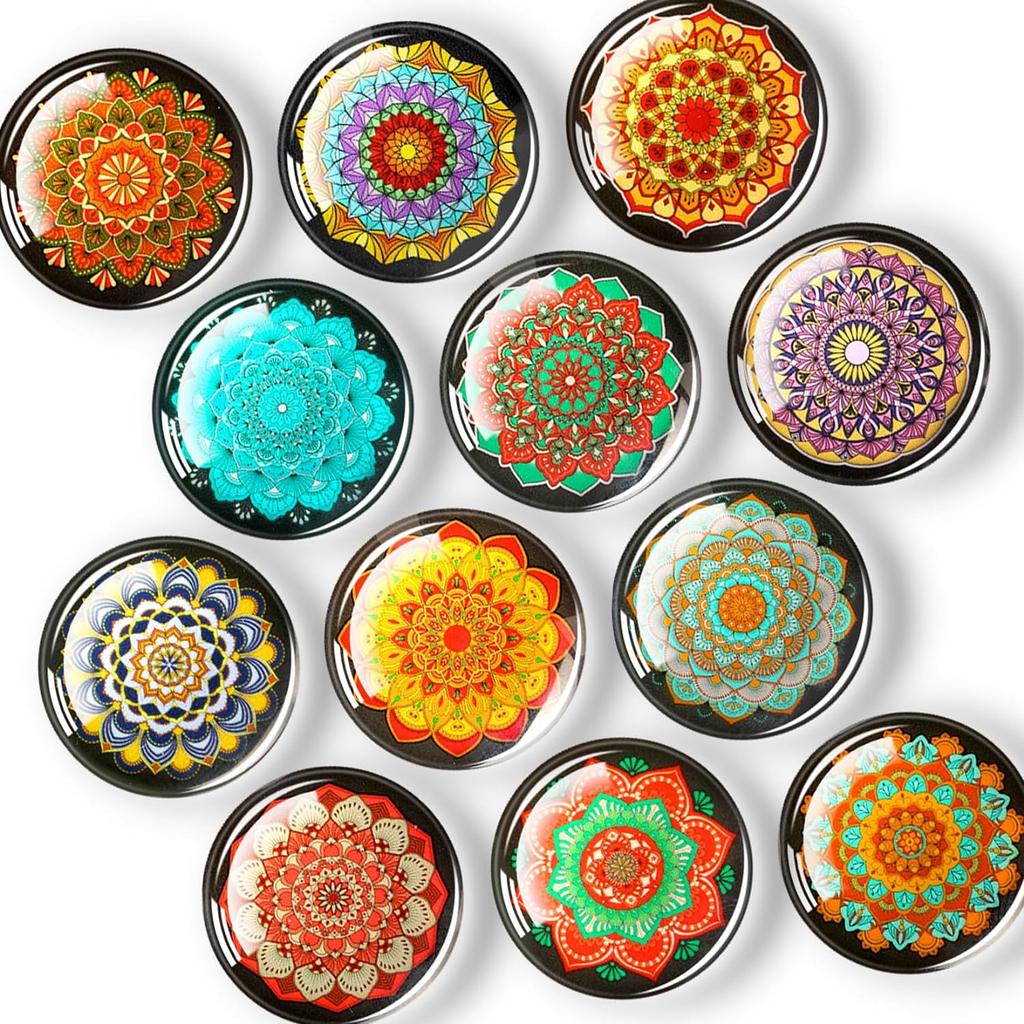 12 Pcs Glass Fridge Magnets Sticker, Strong Refrigerator Magnets Heavy Duty for Whiteboard, Classroom, Kitchen, Office, Home