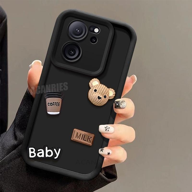 

Xiaomi13t Милый 3D Медведь Кофе Жидкий Силикон Чехол На Для Xiaomi Mi 13t Pro 13 T Mi13t Mi13tpro Мультяшный Мягкий Чехол Xiaomi13tpro For Xiaomi 13T