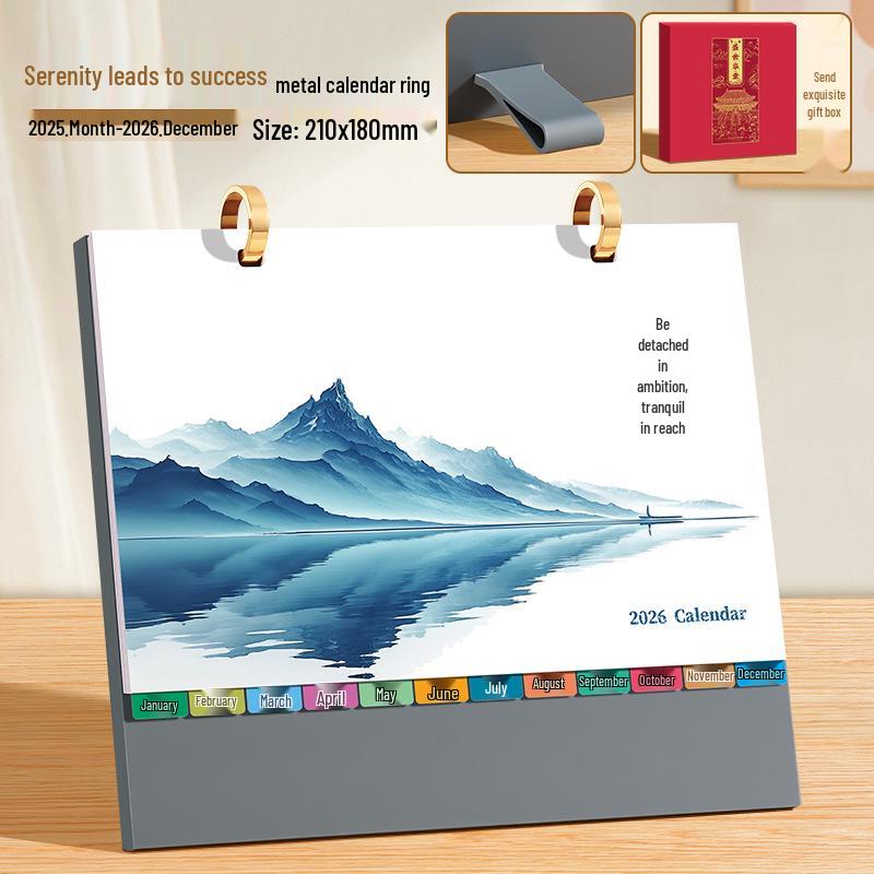 2026 Настраиваемый литературный настольный календарь: Простое офисное украшение и креативный ежемесячный дисплей для заметок 2026 Year