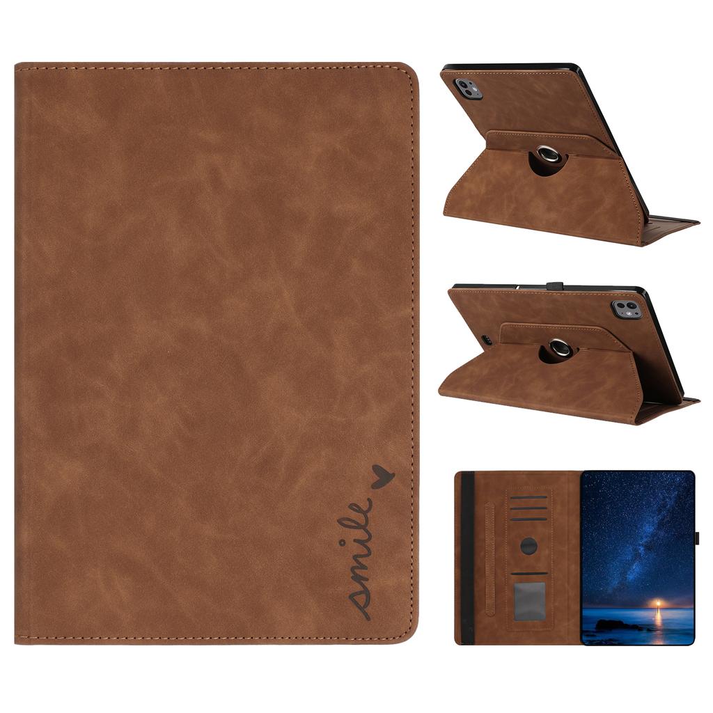Tablet Case For iPad Air 11 (2025)/(2024)/Air (2022)/(2020) Rotating Stand Card Holder Smile Imprinted Microfiber Leather Cover