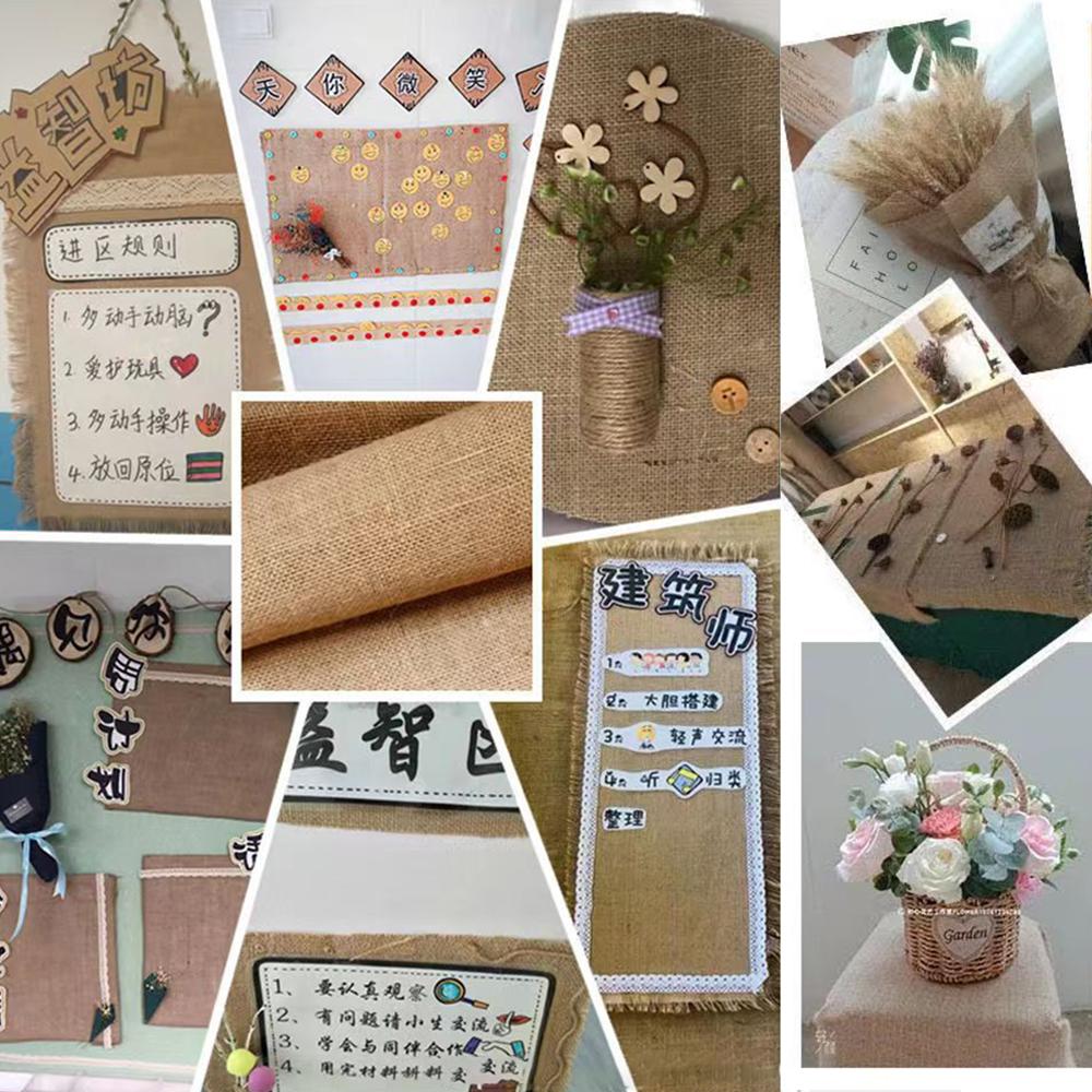 63"X19.6" Density 50*50 Natural Jute Burlap Fabric For Bags Placemats Tablecloth Background Decoration Protect Plants Xmas Decor
